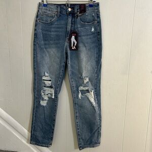 NEW W/ TAGS - No Boundaries- High rise girlfriend ripped denim jeans - Size 9